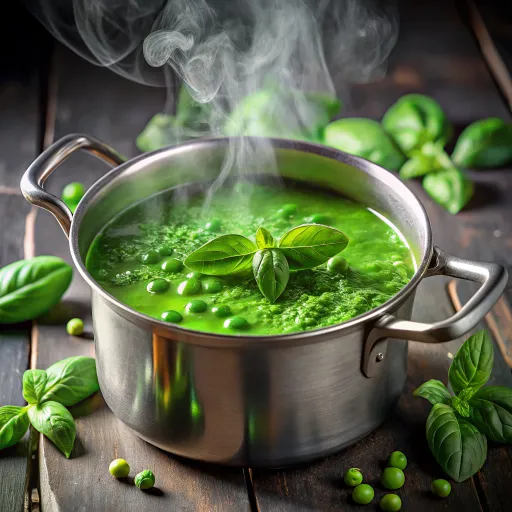 Friss Zöldborsó- és Spenótleves Bazsalikomos Csavarral